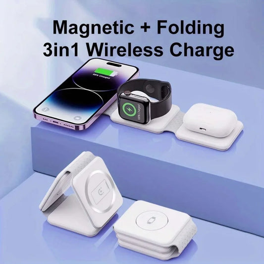 30W Foldable 3-in-1 Wireless Charger – For iPhone, iWatch & AirPods